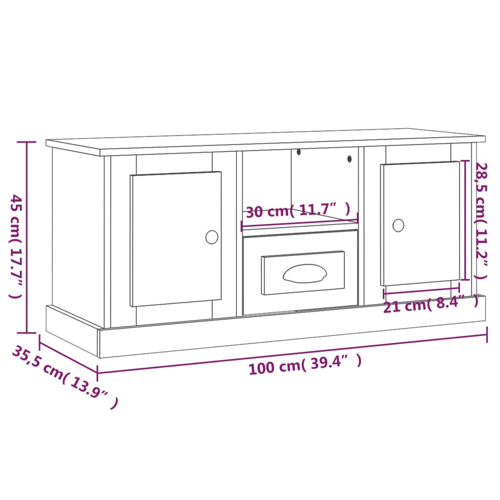 TV Cabinet Black 100x35.5x45 cm Engineered Wood