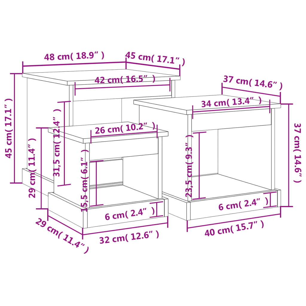 Coffee Tables 3 pcs White Engineered Wood