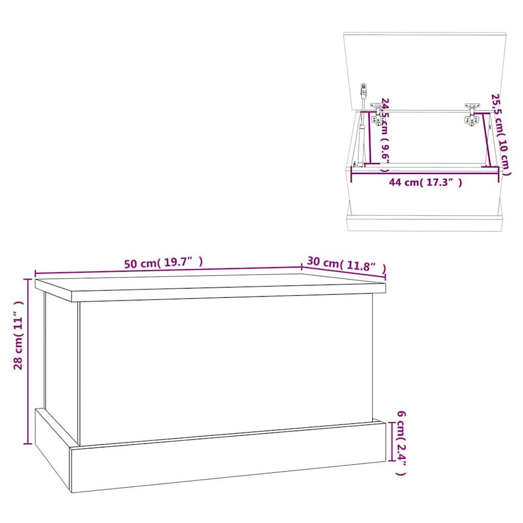 Storage Box Black 50x30x28 cm Engineered Wood
