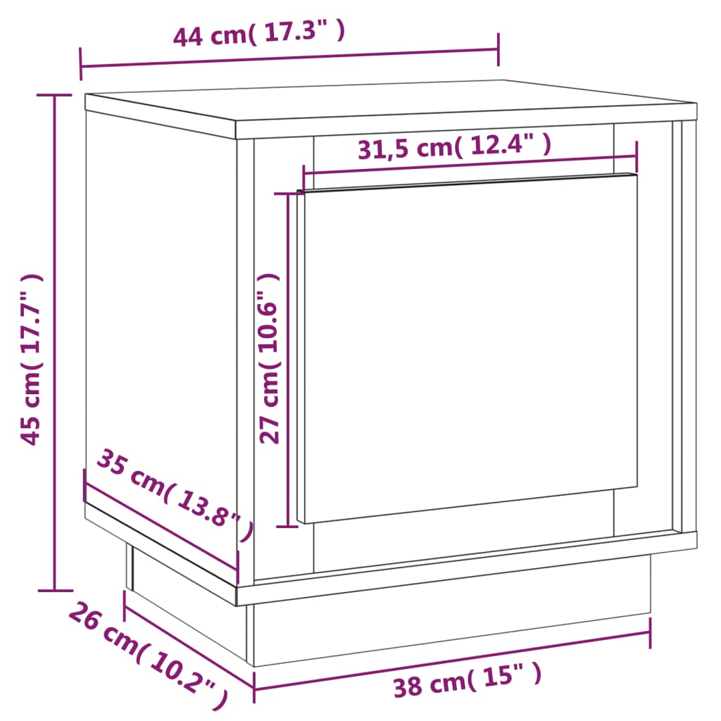 Bedside Cabinet Concrete Grey 44x35x45 cm Engineered Wood