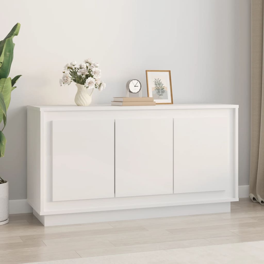 Sideboard High Gloss White 102x35x55 cm Engineered Wood