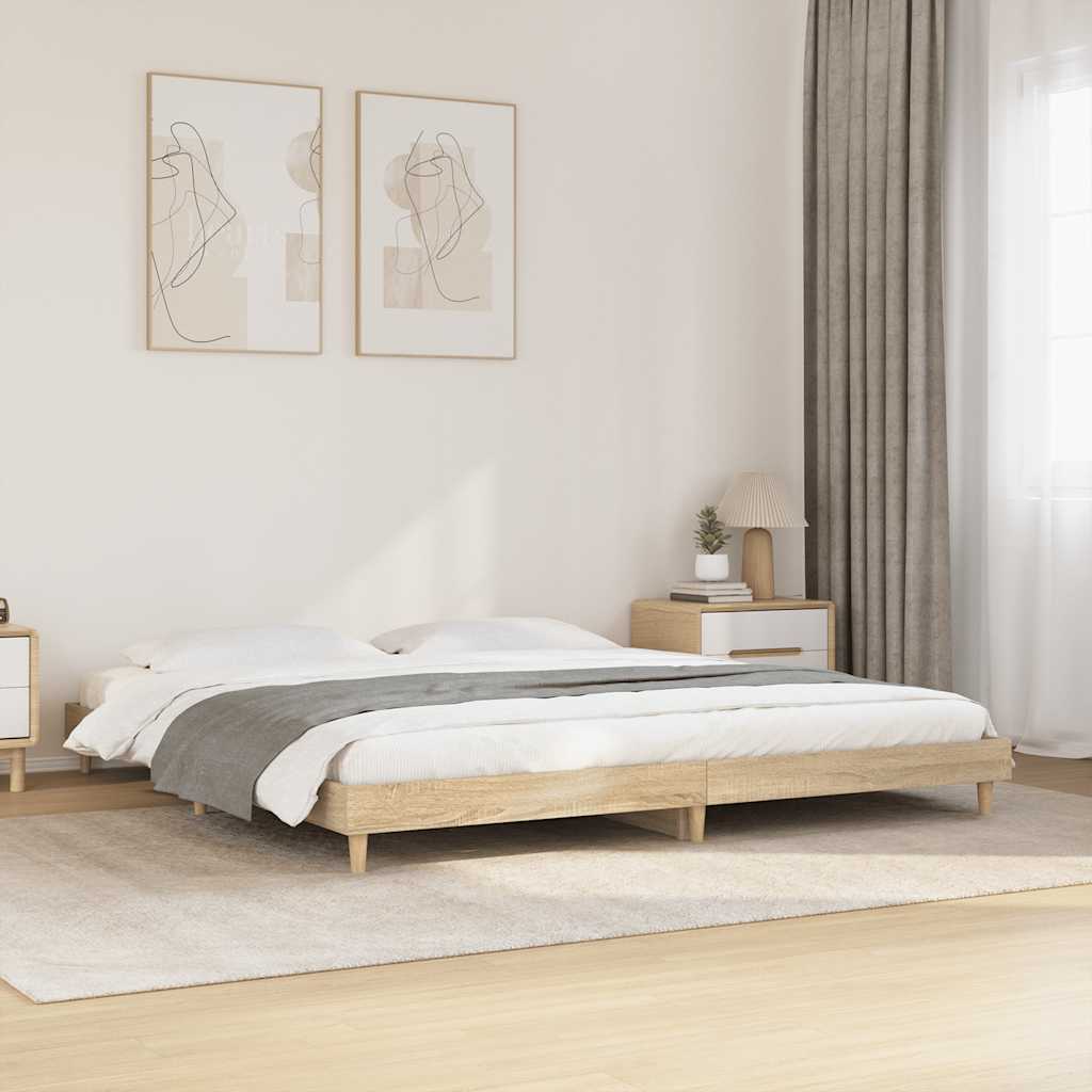 Bed Frame without Mattress Sonoma Oak 183x203 cm King Engineered Wood