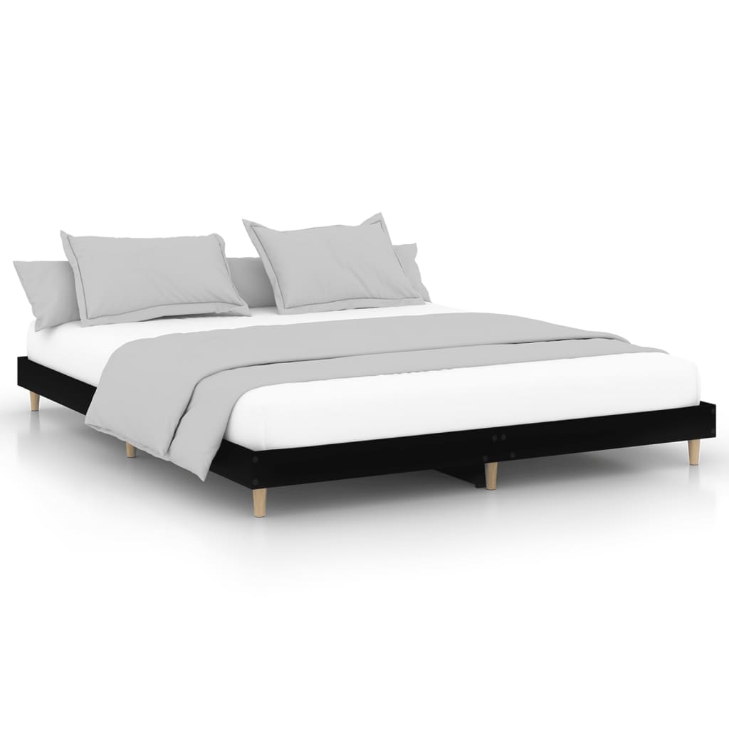 Bed Frame without Mattress Black 150x200 cm Engineered Wood
