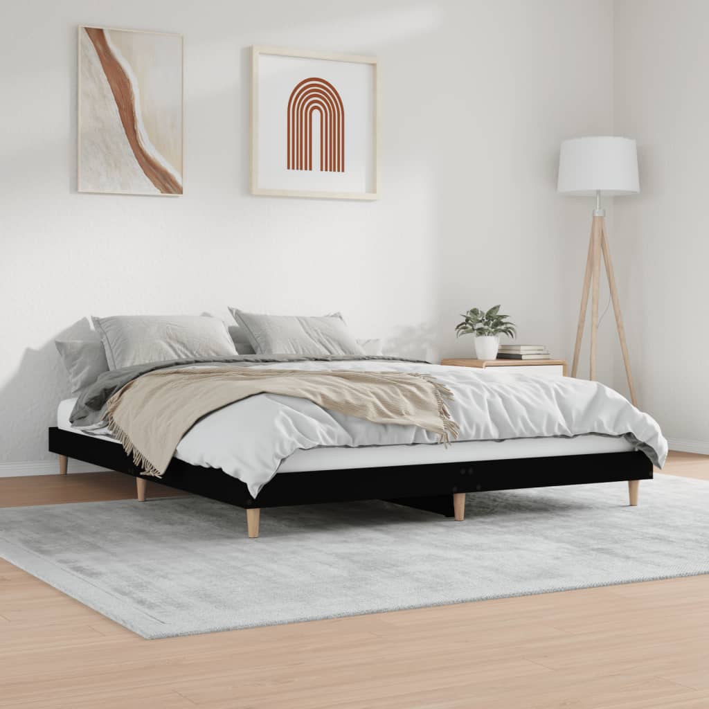 Bed Frame without Mattress Black 150x200 cm Engineered Wood