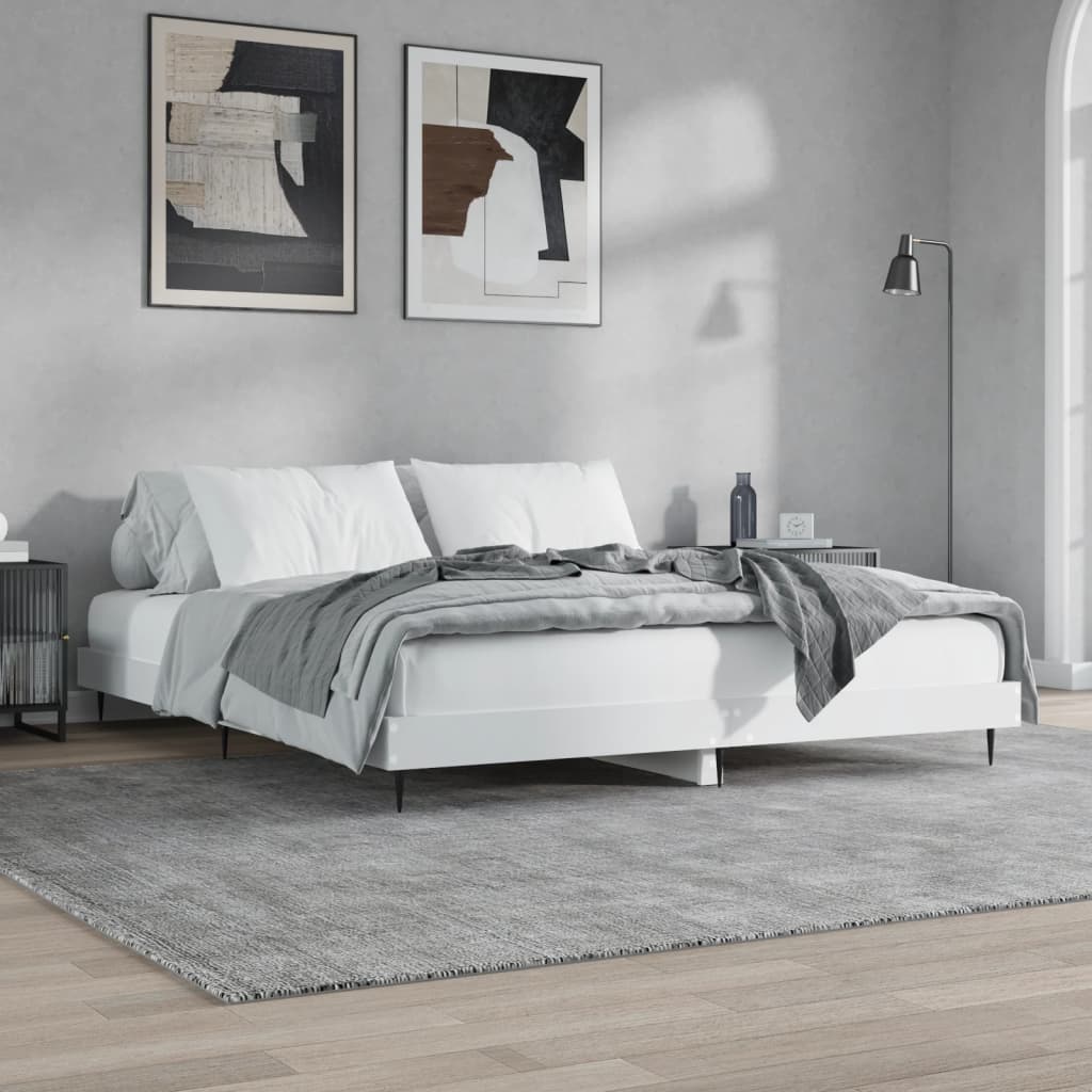 Bed Frame without Mattress White 183x203 cm King Engineered Wood