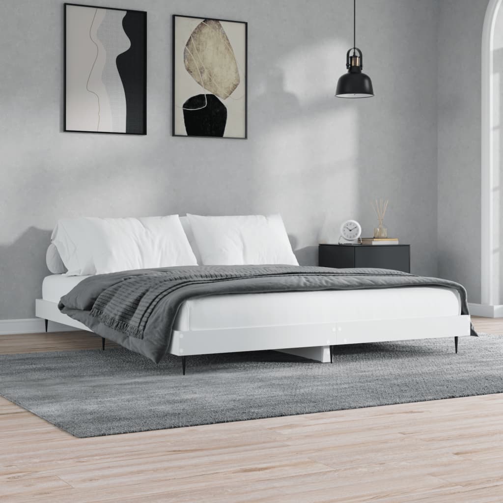 Bed Frame without Mattress White 183x203 cm King Engineered Wood