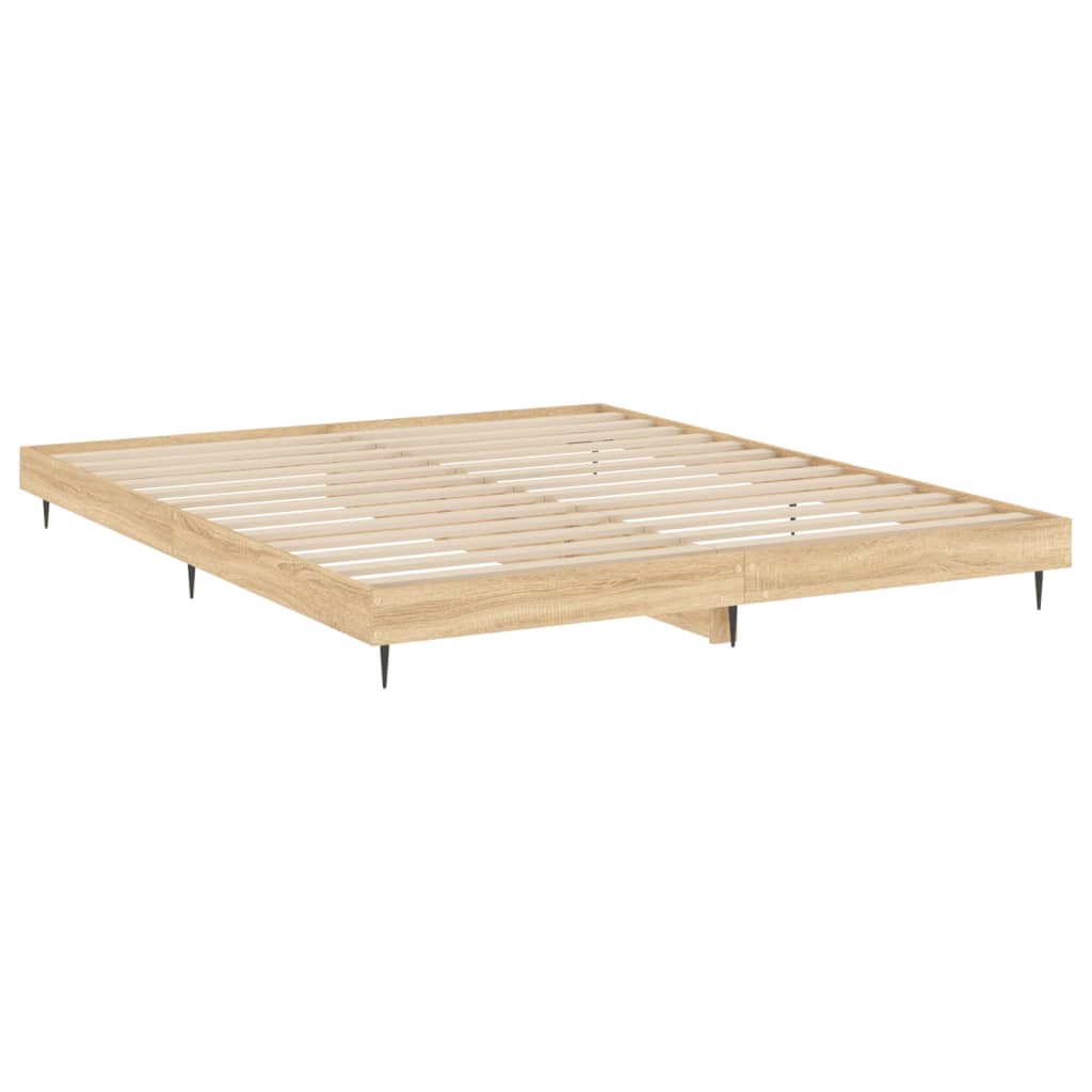Bed Frame without Mattress Sonoma Oak 150x200 cm Engineered Wood