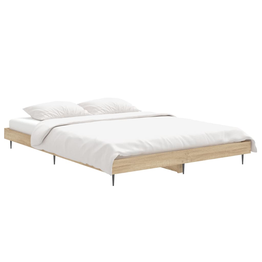 Bed Frame without Mattress Sonoma Oak 135x190 cm Engineered Wood