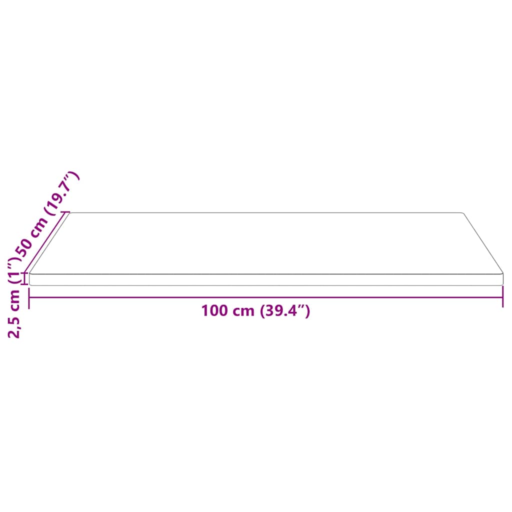 Table Top 100x50x2.5 cm Solid Wood Pine Rectangular