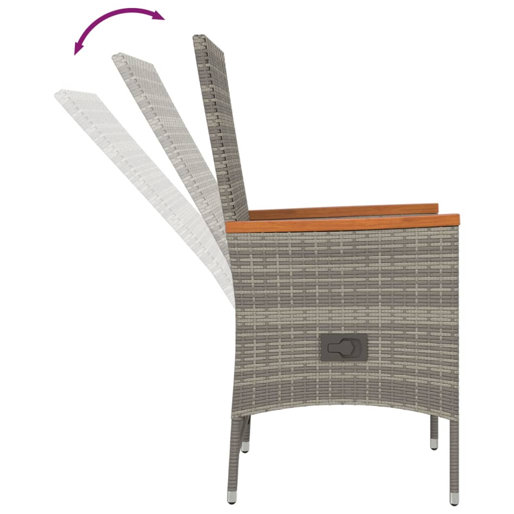 7 Piece Garden Dining Set with Cushions Grey Poly Rattan