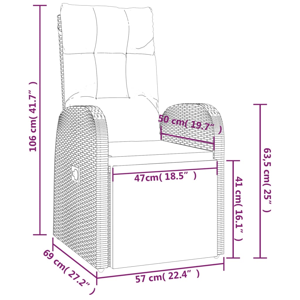 2 Piece Garden Lounge Set Black Poly Rattan&Steel