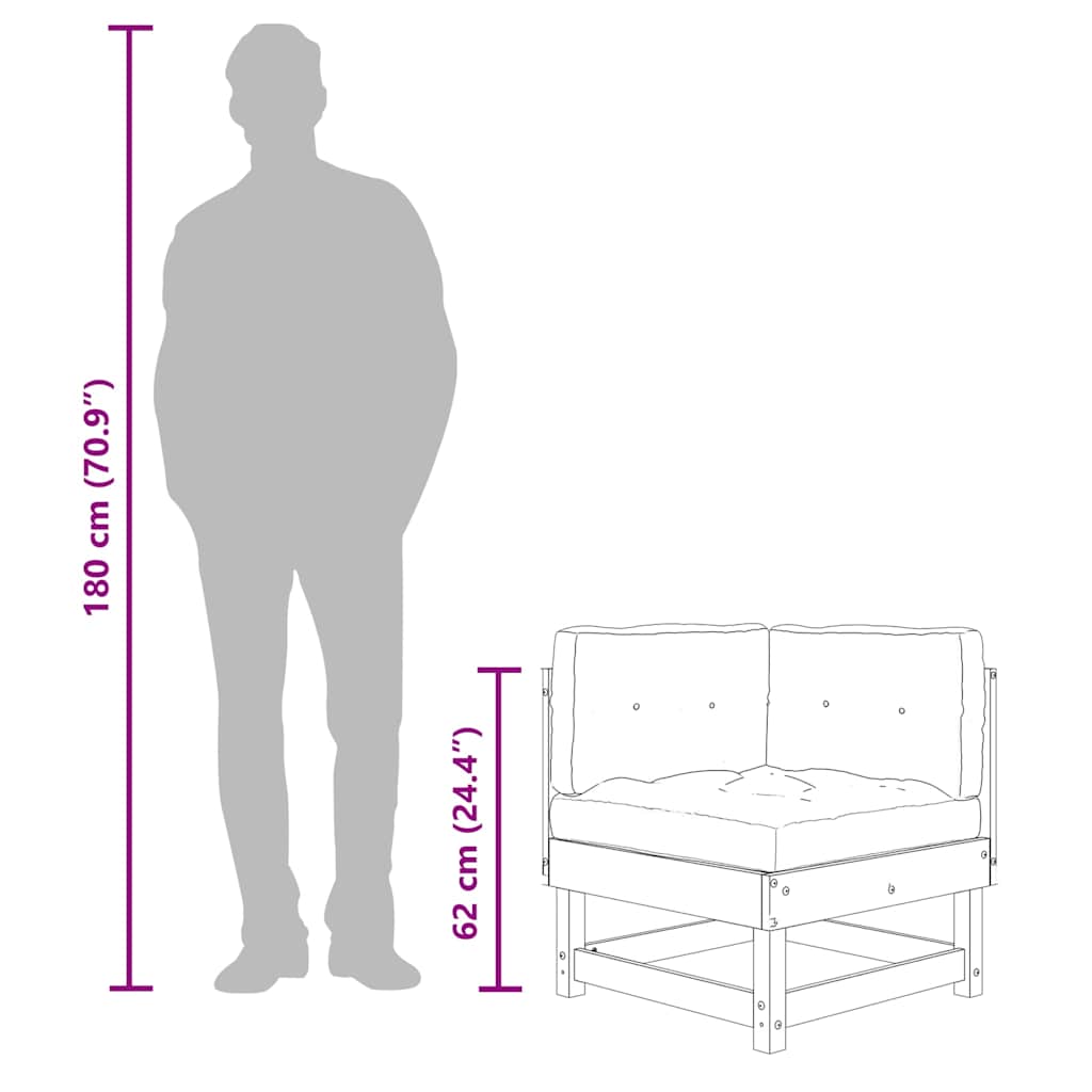 Corner Sofa with Cushions White Solid Wood Pine