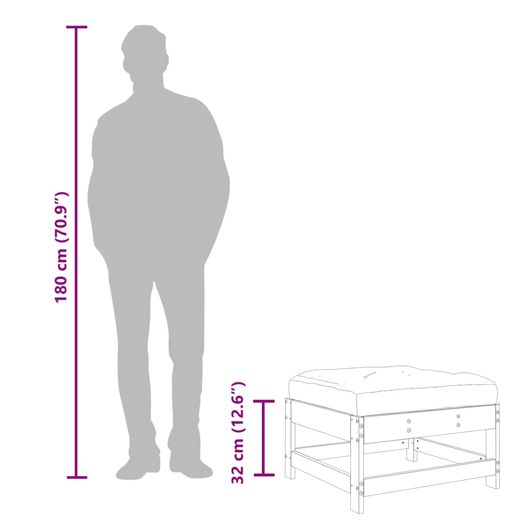 Garden Footstools with Cushions 2pcs Solid Wood Pine