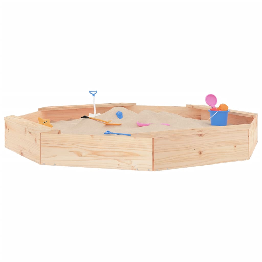 Sandbox With Seats Octagon Solid Wood Pine