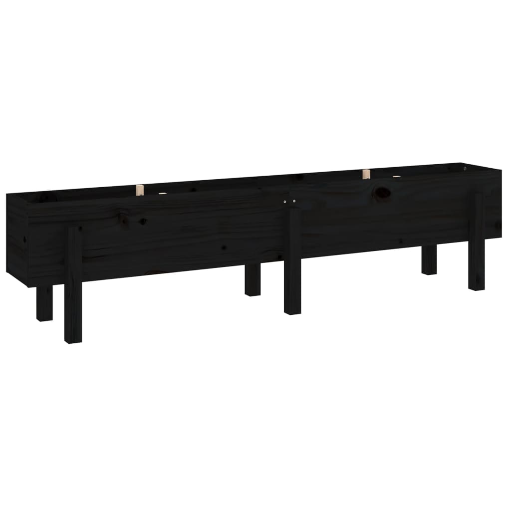 Garden Raised Bed Black 160x30x38 cm Solid Wood Pine