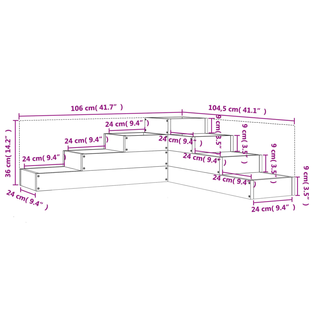 Garden Planter 4-Tier 106x104.5x36 cm Solid Wood Pine