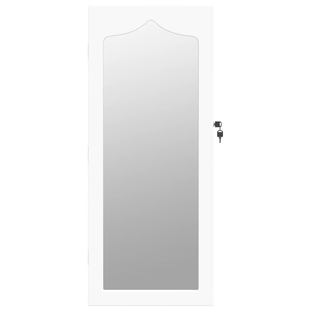 Mirror Jewellery Cabinet Wall Mounted White 37.5x10x90 cm