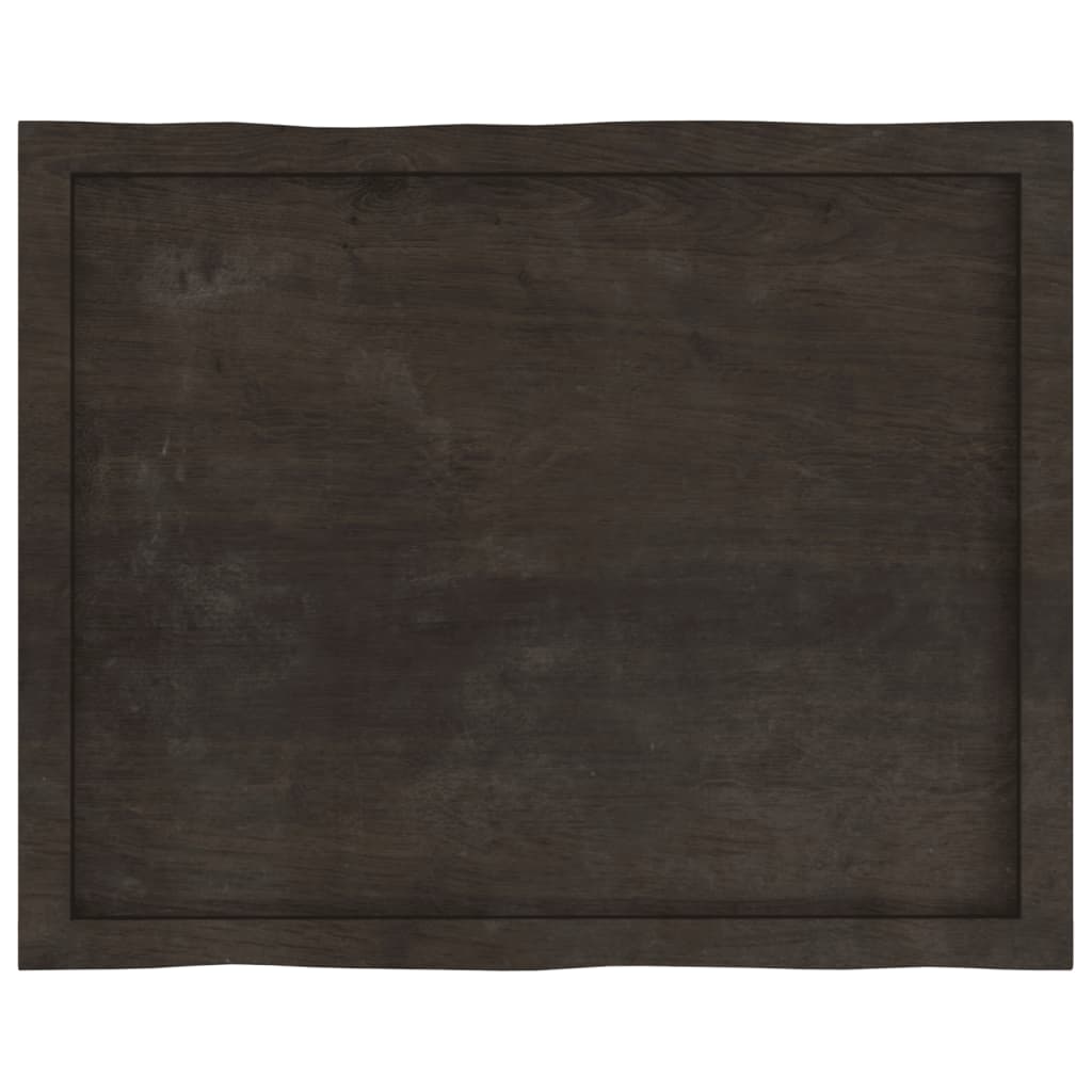 Table Top Dark Brown 80x60x(2-4) cm Treated Solid Wood Live Edge