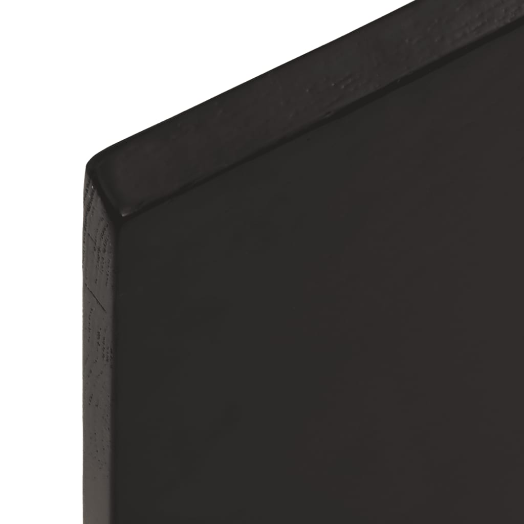 Table Top Dark Brown 100x60x2 cm Treated Solid Wood Oak Live Edge