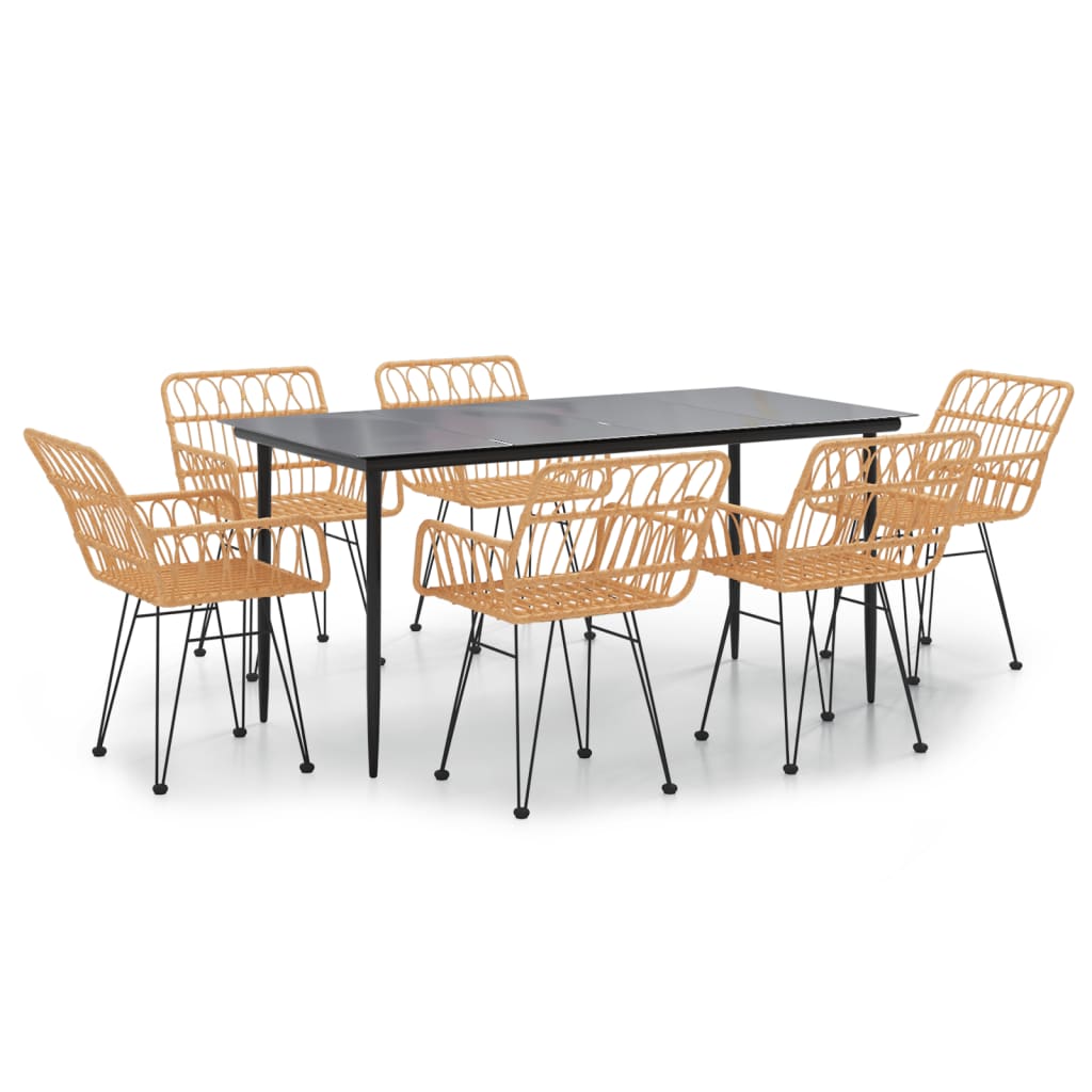 7 Piece Garden Dining Set Poly Rattan