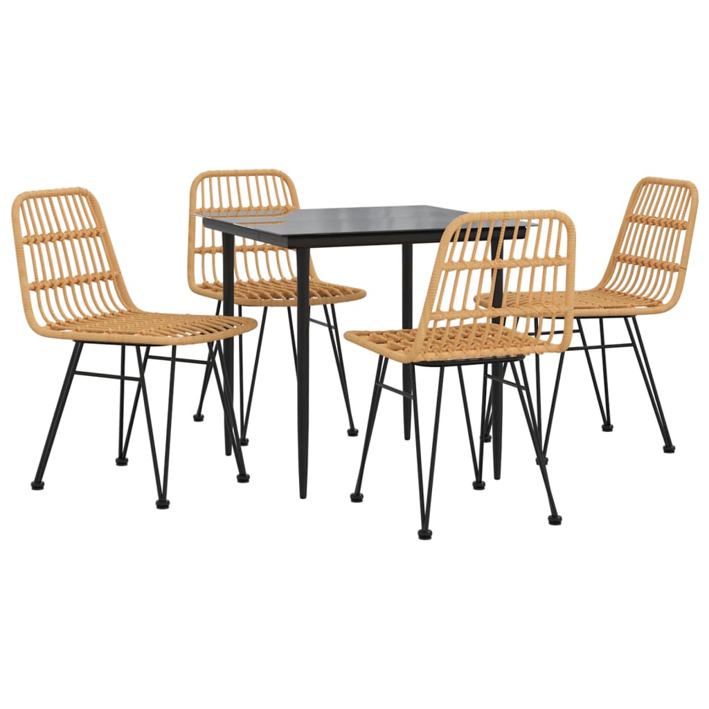 5 Piece Garden Dining Set Poly Rattan