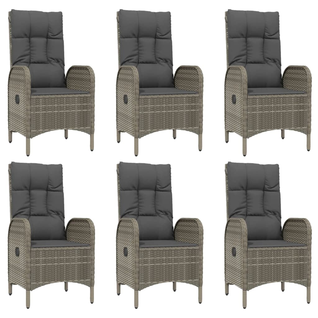 9 Piece Garden Dining Set with Cushions Grey Poly Rattan