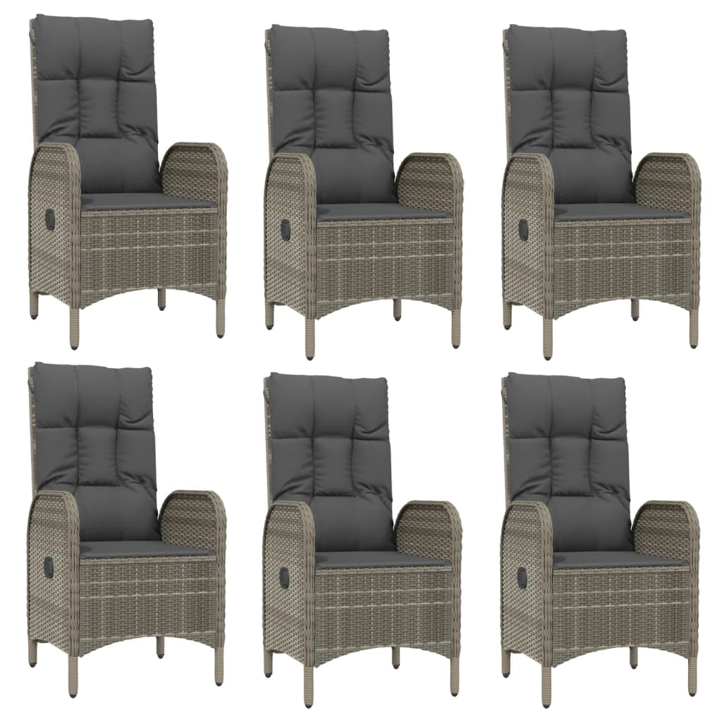 9 Piece Garden Dining Set with Cushions Grey Poly Rattan