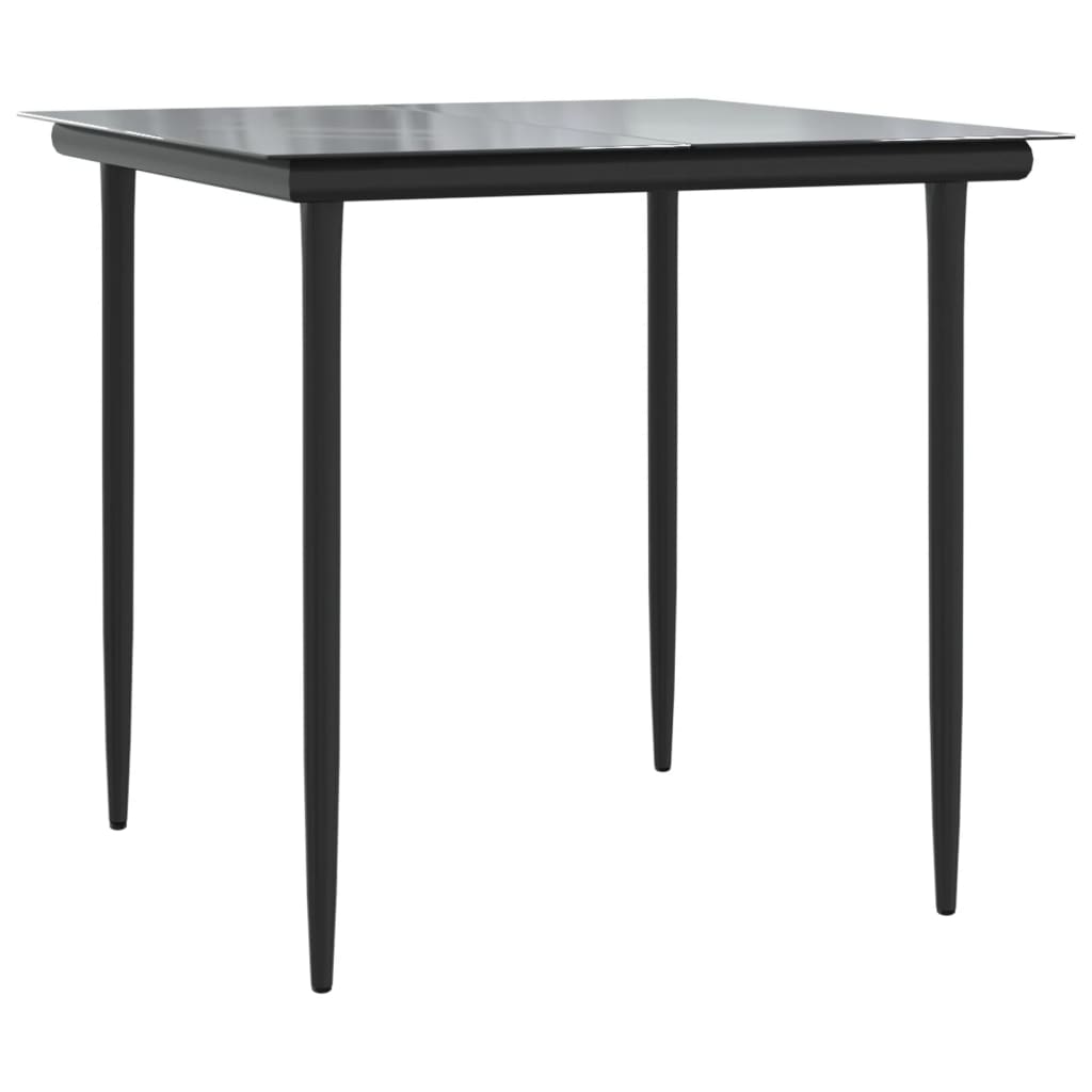 5 Piece Garden Dining Set with Cushions Black&Grey Poly Rattan