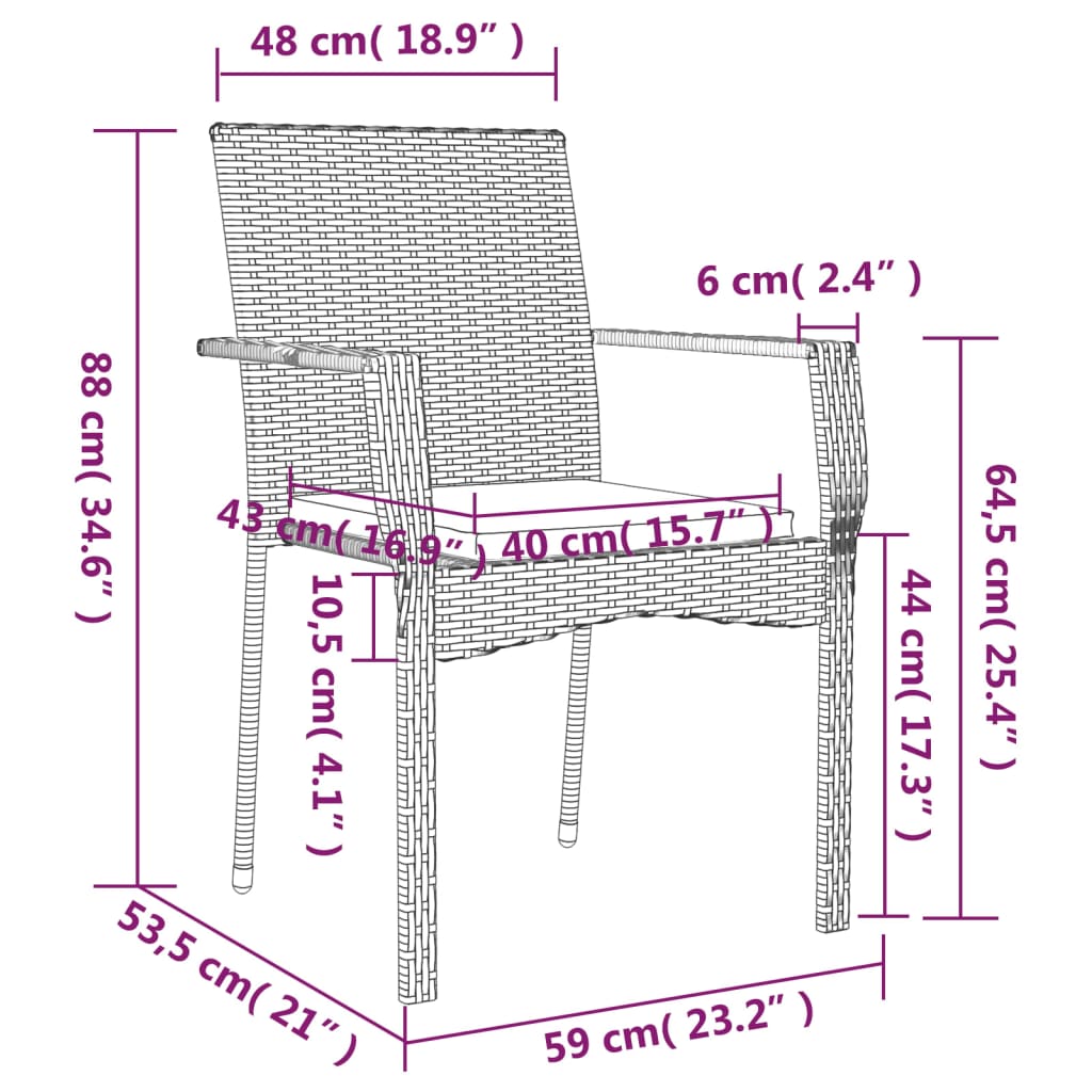 5 Piece Garden Dining Set with Cushions Black&Grey Poly Rattan