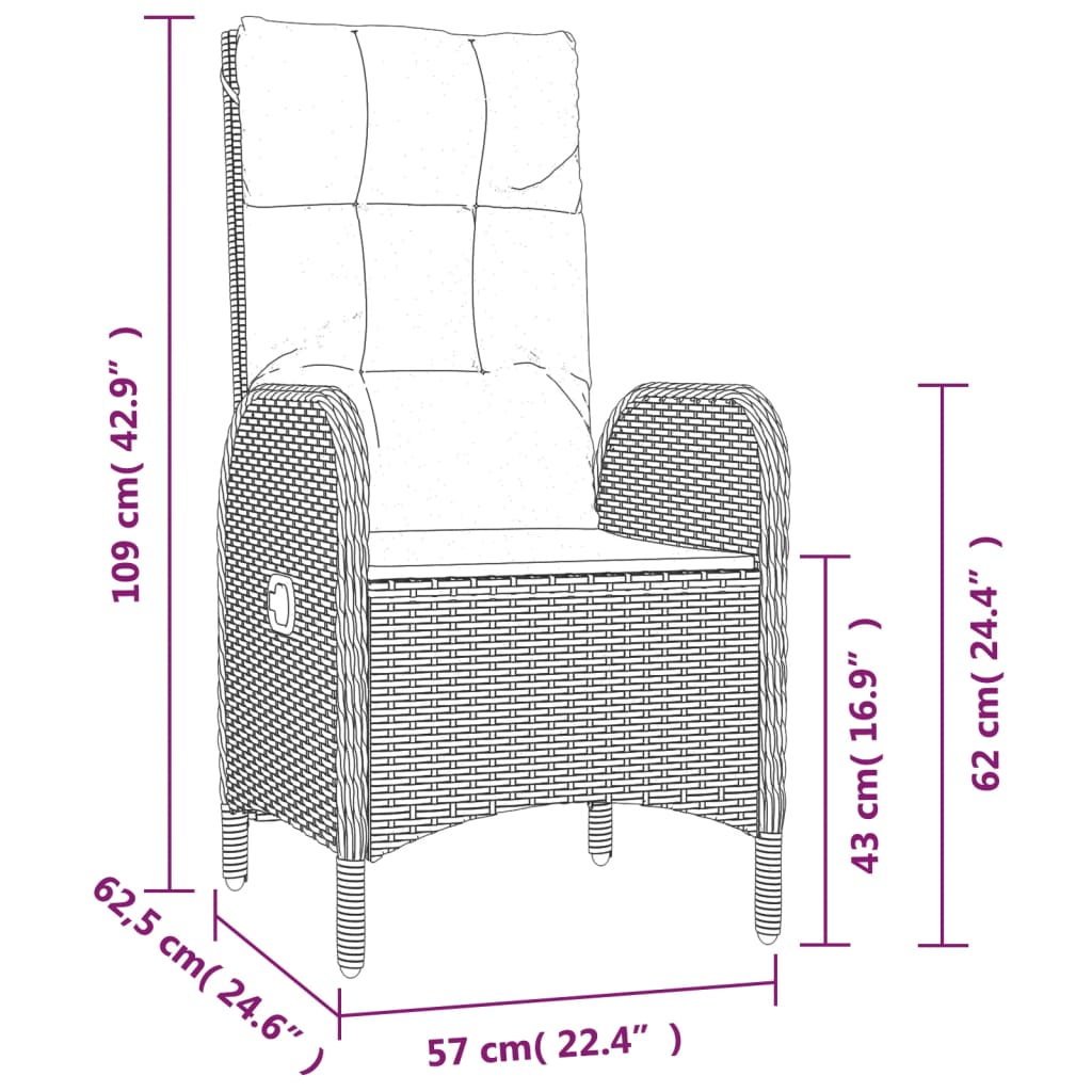 5 Piece Garden Dining Set with Cushions Black and Grey Poly Rattan