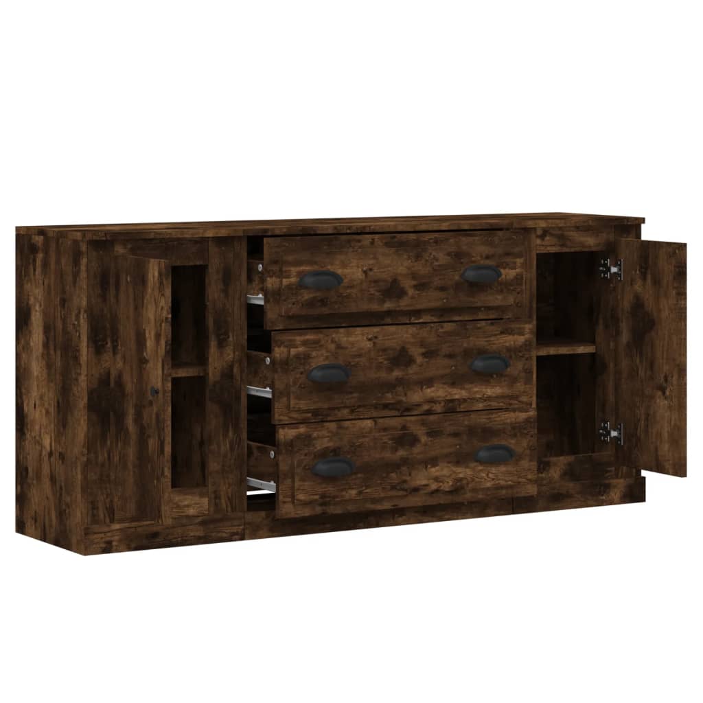 Sideboards 3 pcs Smoked Oak Engineered Wood