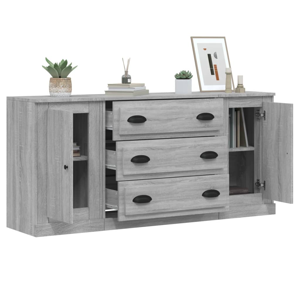 Sideboards 3 pcs Grey Sonoma Engineered Wood