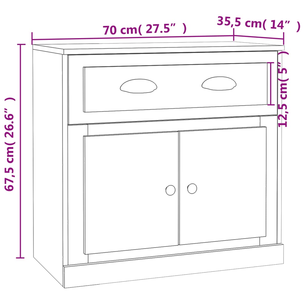 Sideboards 2 pcs Black Engineered Wood
