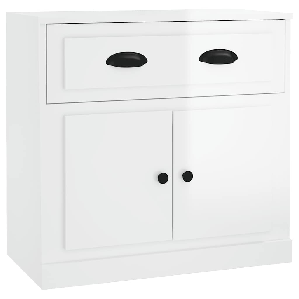 Sideboards 2 pcs High Gloss White Engineered Wood