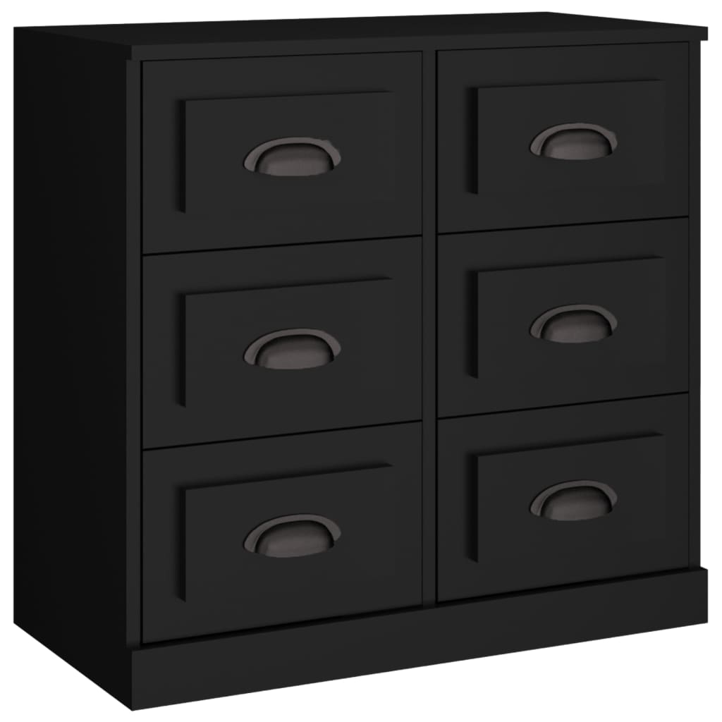 Sideboards 3 pcs Black Engineered Wood