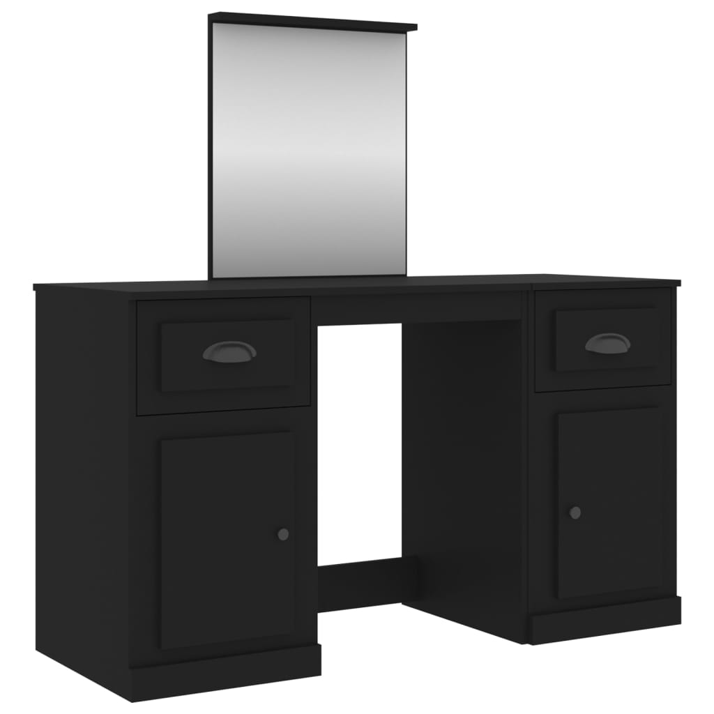 Dressing Table with Mirror Black 130x50x132.5 cm