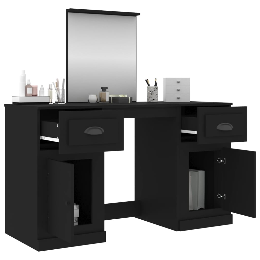 Dressing Table with Mirror Black 130x50x132.5 cm