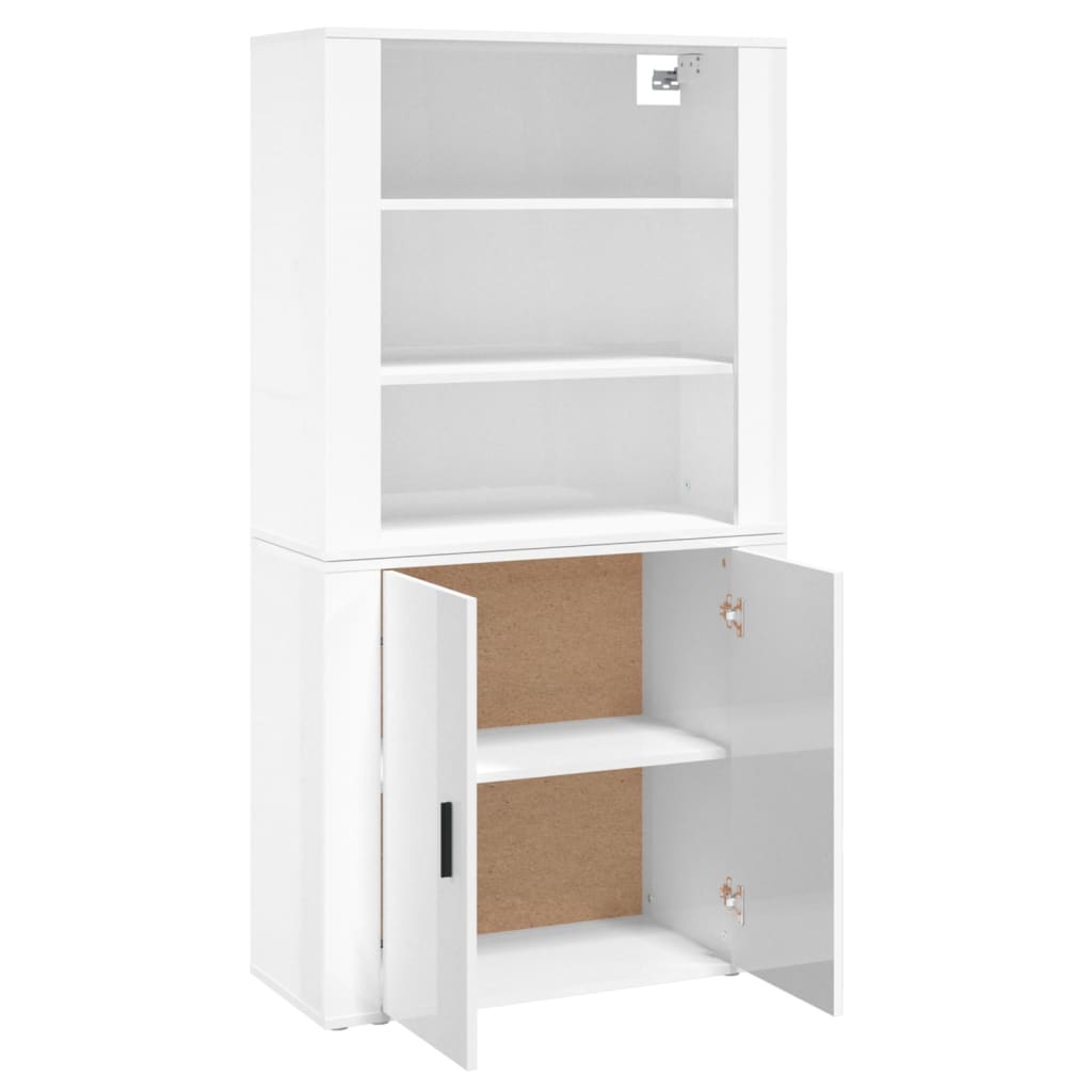 Highboard High Gloss White Engineered Wood