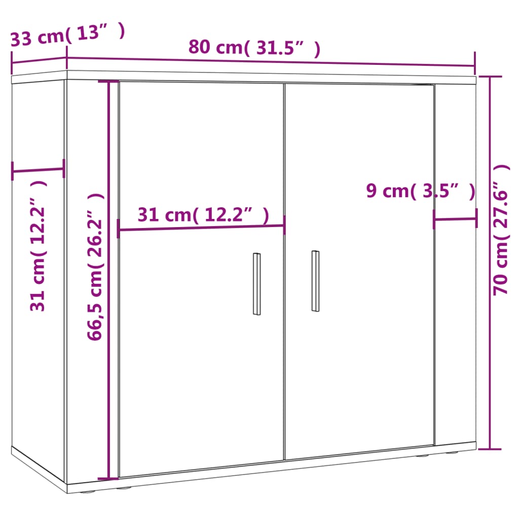 Highboard High Gloss White Engineered Wood