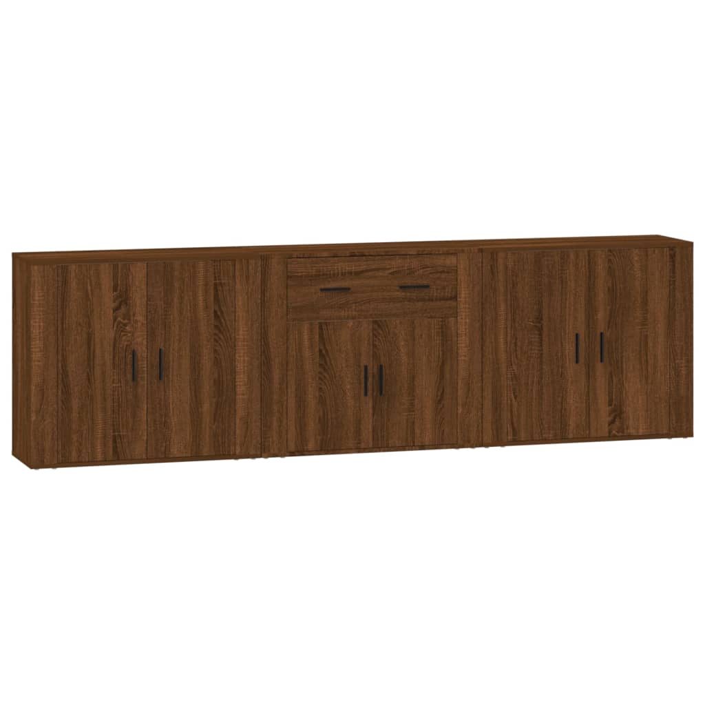 Sideboards 3 pcs Brown Oak Engineered Wood
