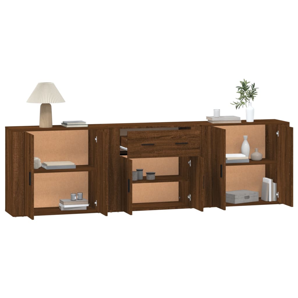 Sideboards 3 pcs Brown Oak Engineered Wood