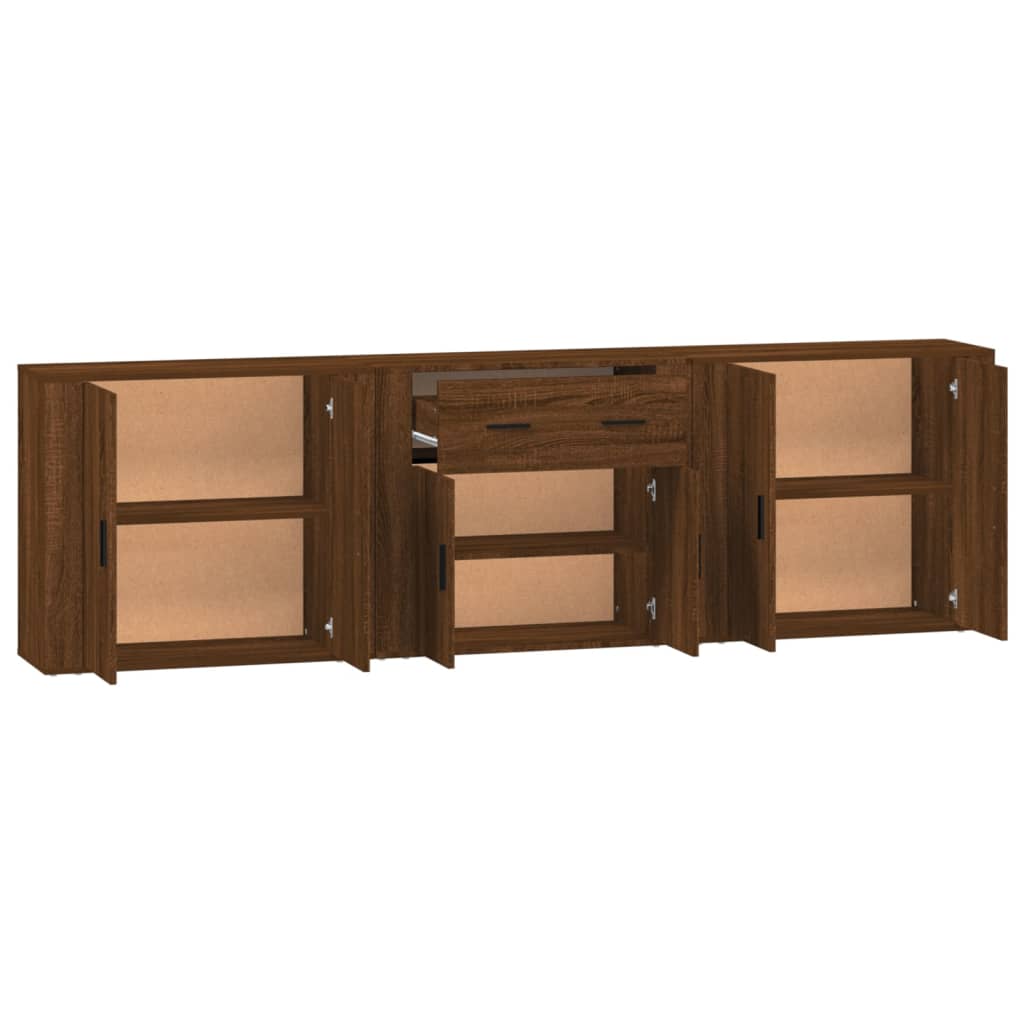 Sideboards 3 pcs Brown Oak Engineered Wood