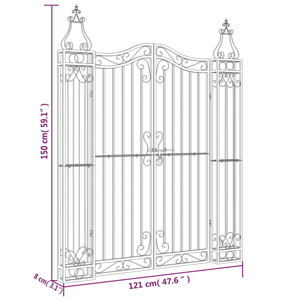 Garden Gate Black 121x8x150 cm Wrought Iron
