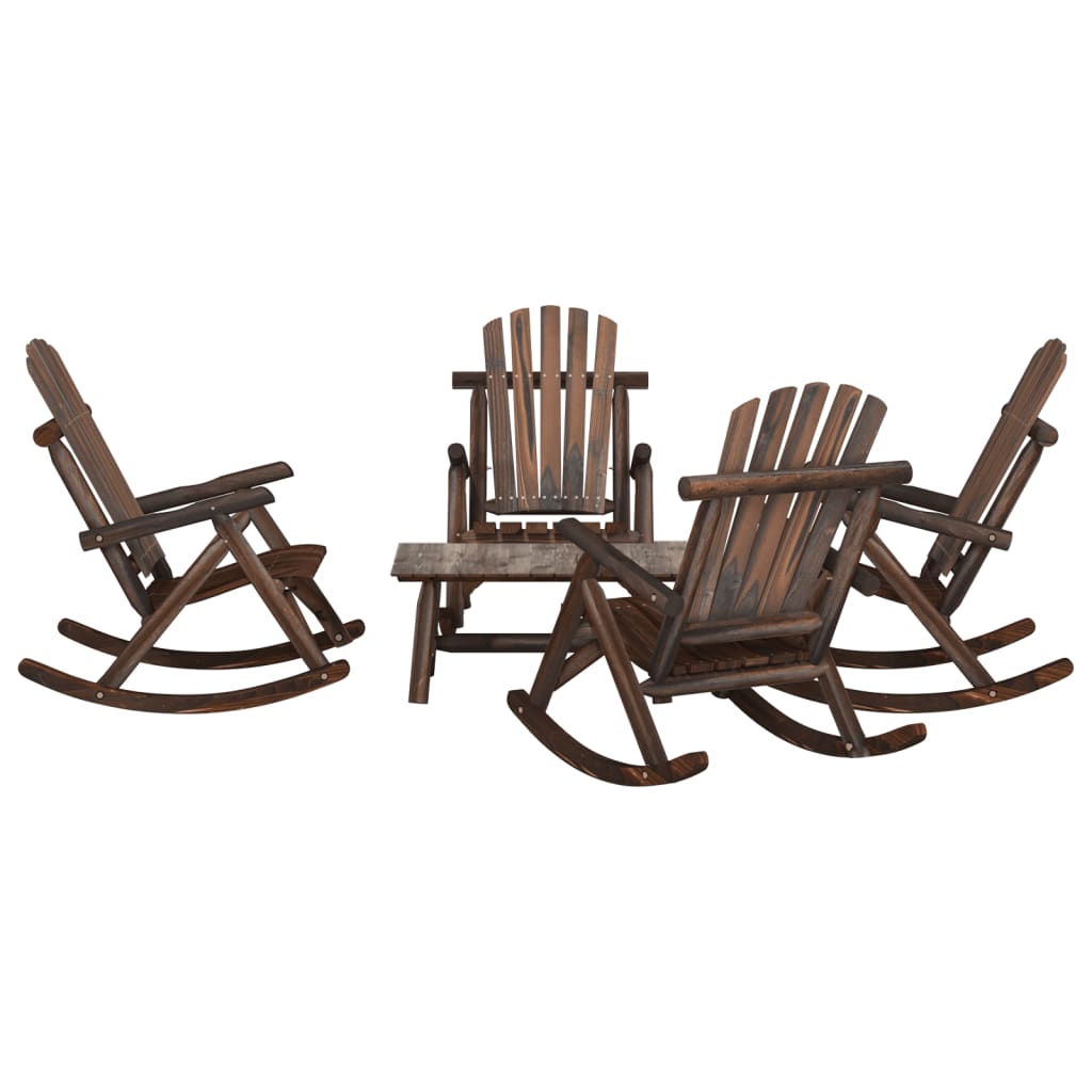 5 Piece Garden Lounge Set Solid Wood Spruce