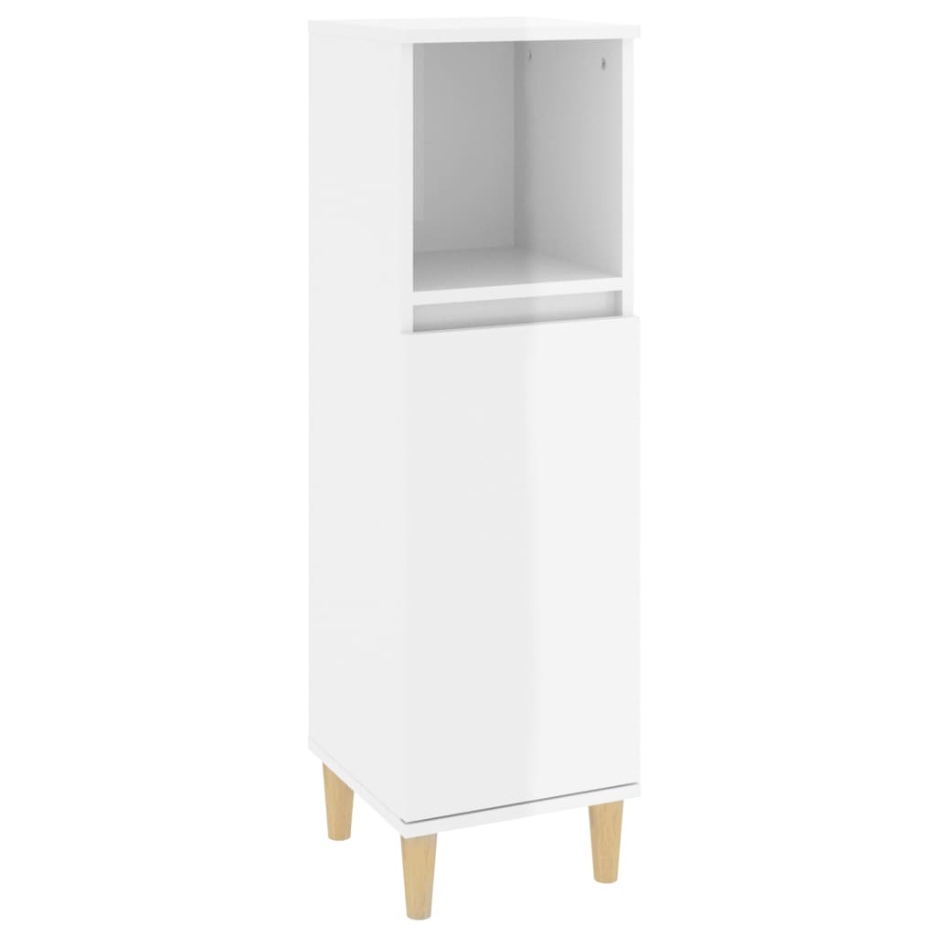 3 Piece Bathroom Furniture Set High Gloss White Engineered Wood