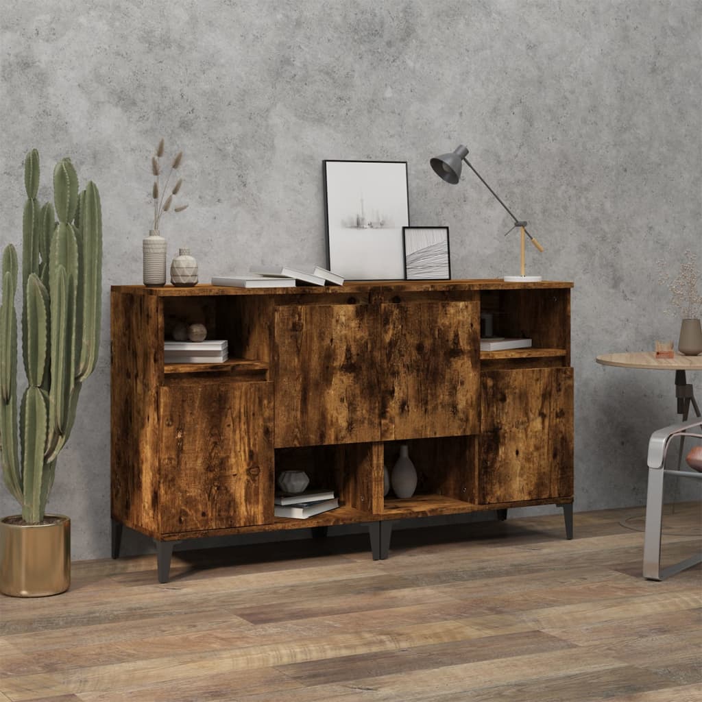 Sideboards 2 pcs Smoked Oak 60x35x70 cm Engineered Wood