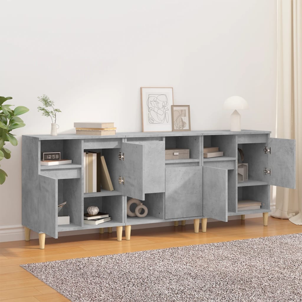 Sideboards 3 pcs Concrete Grey 60x35x70 cm Engineered Wood
