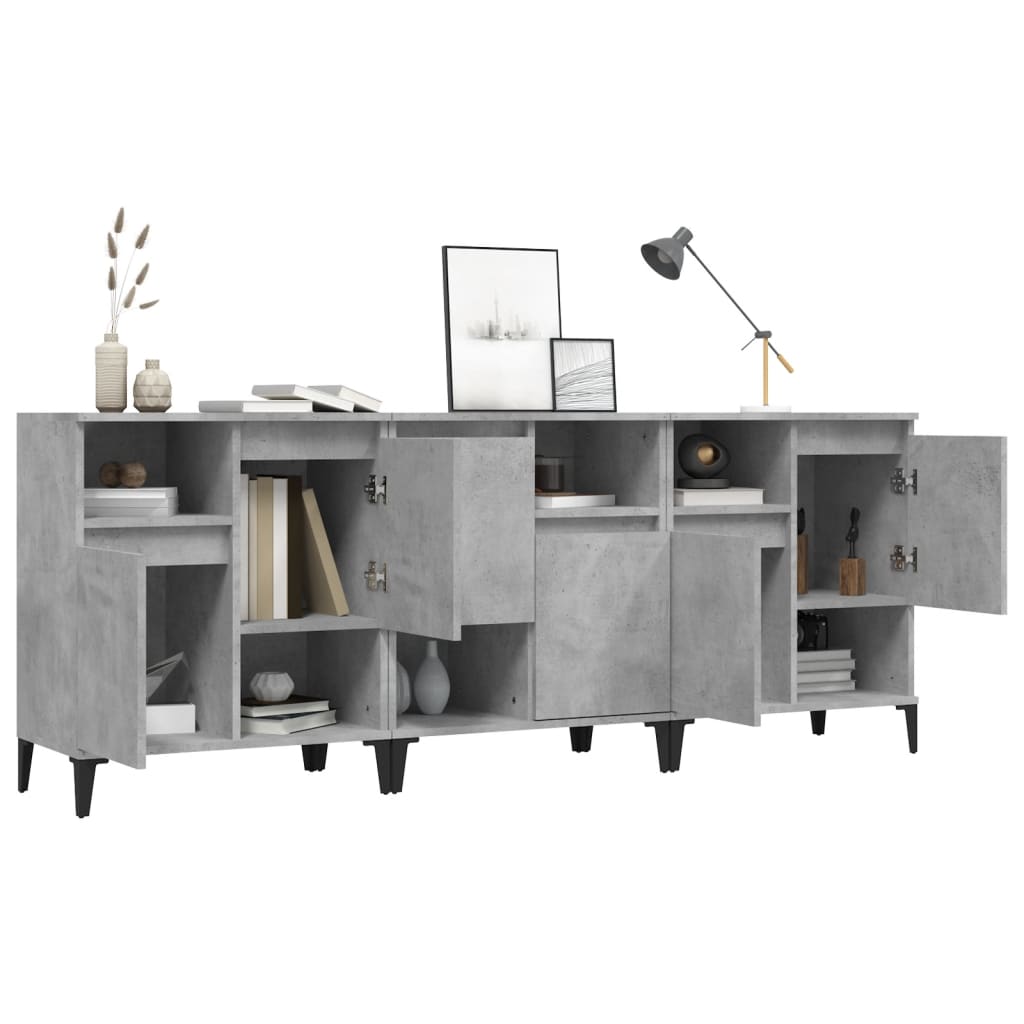 Sideboards 3 pcs Concrete Grey 60x35x70 cm Engineered Wood