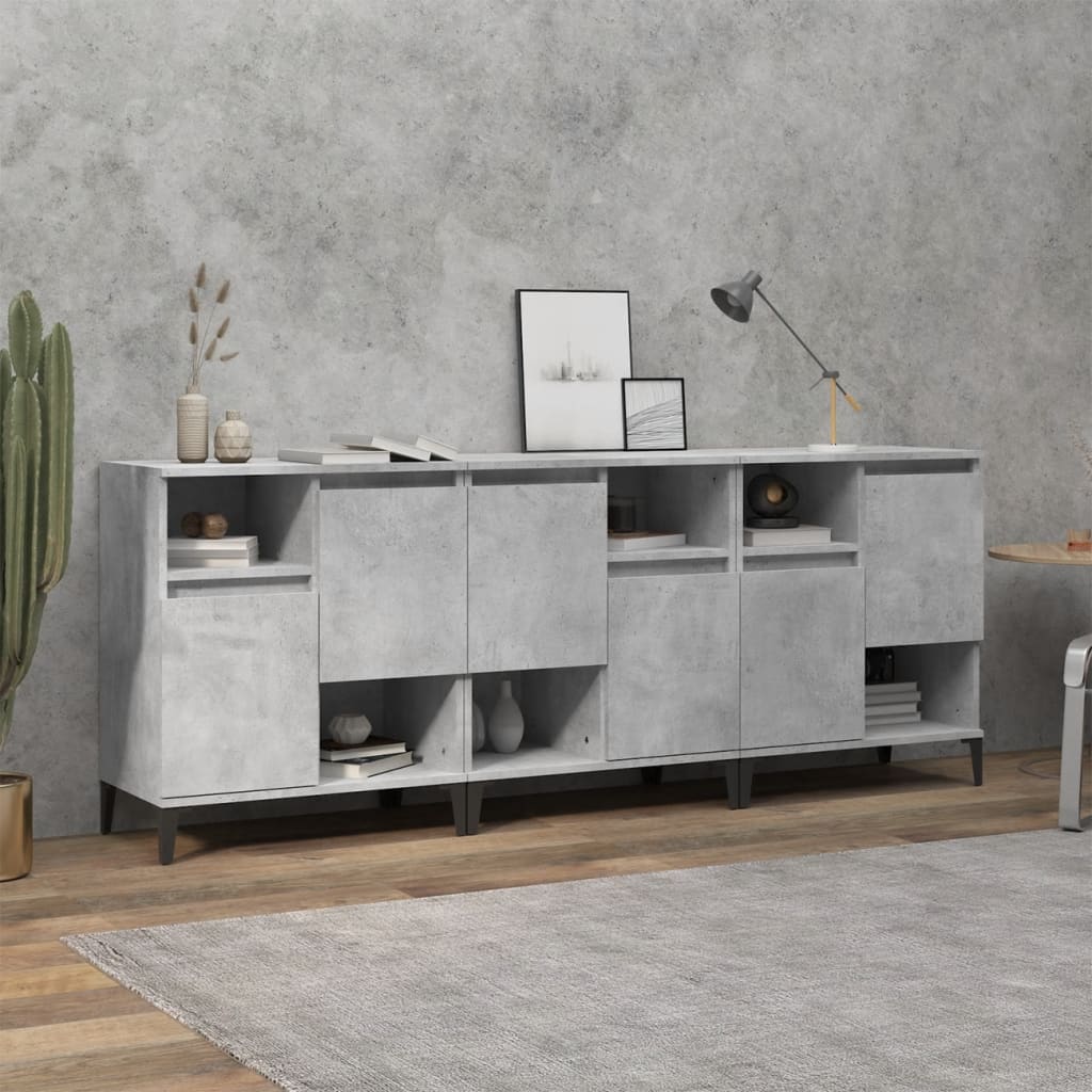Sideboards 3 pcs Concrete Grey 60x35x70 cm Engineered Wood