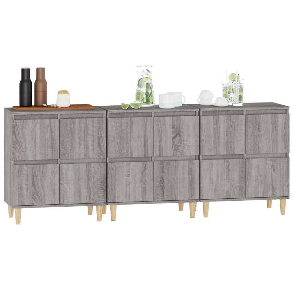 Sideboards 3 pcs Grey Sonoma 60x35x70 cm Engineered Wood